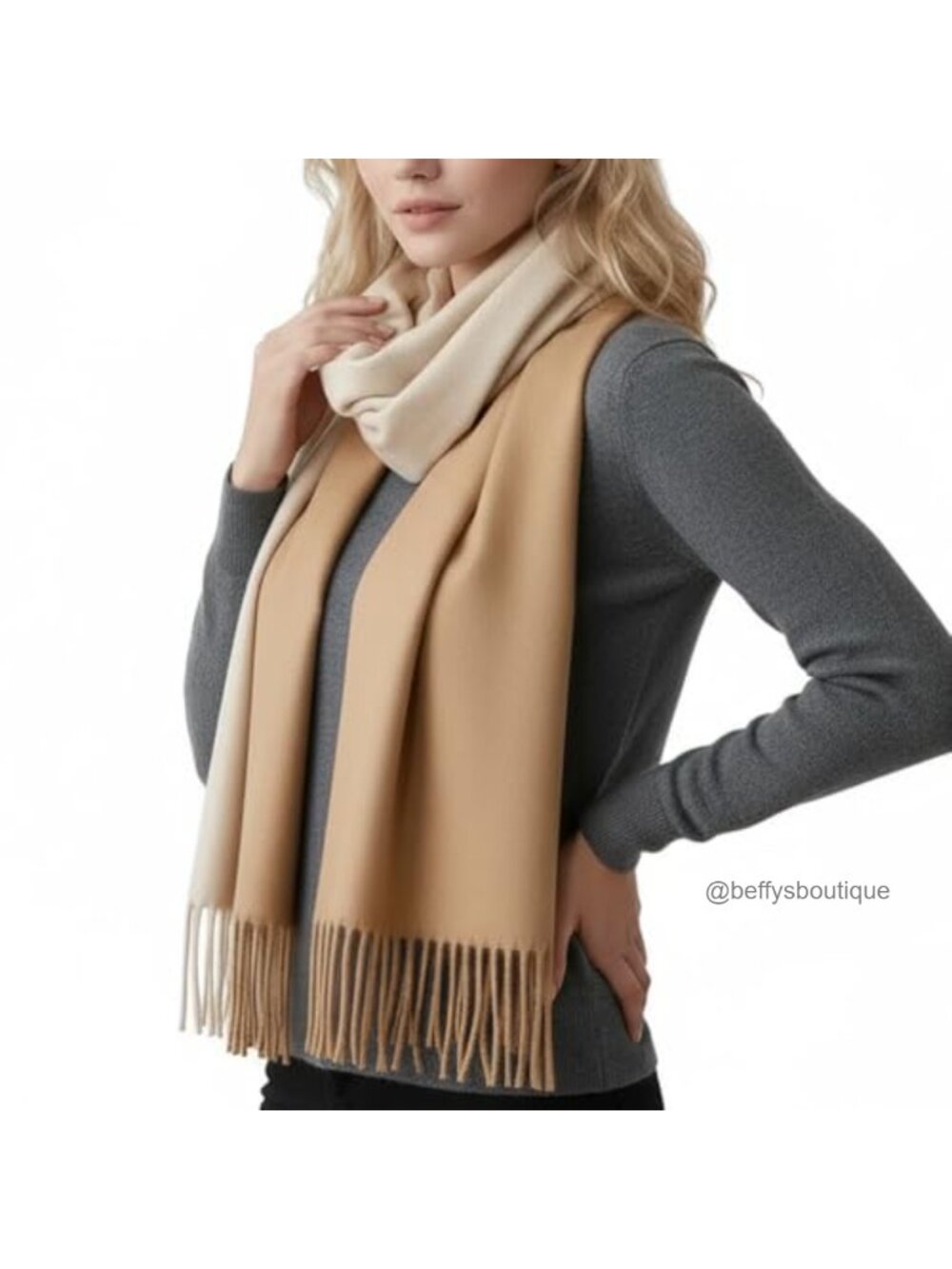 Wool Blend Oversized Tassel Scarf Shawl Wrap Gift Box 80x27